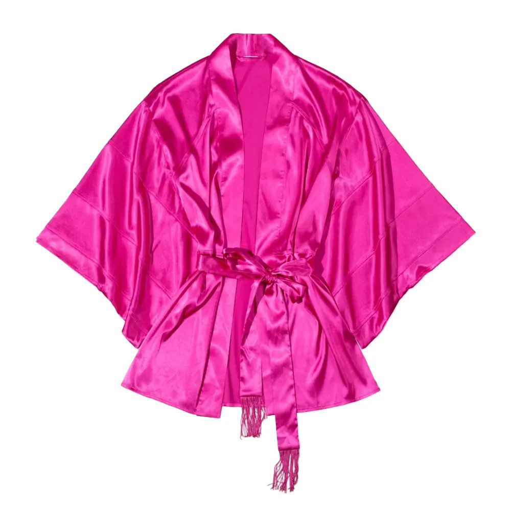 Satin Kimono Robe - Magenta | Mentionables