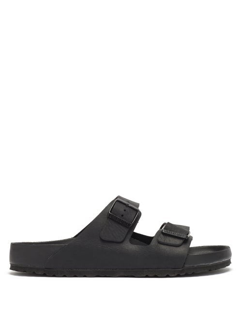 Birkenstock - Arizona Buckled Leather Slides - Mens - Black | Matches (US)