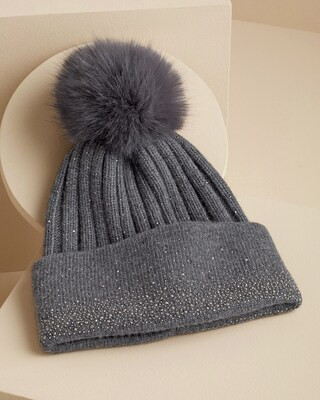 Beaded Hat with Faux Fur Pom Pom | Chico's