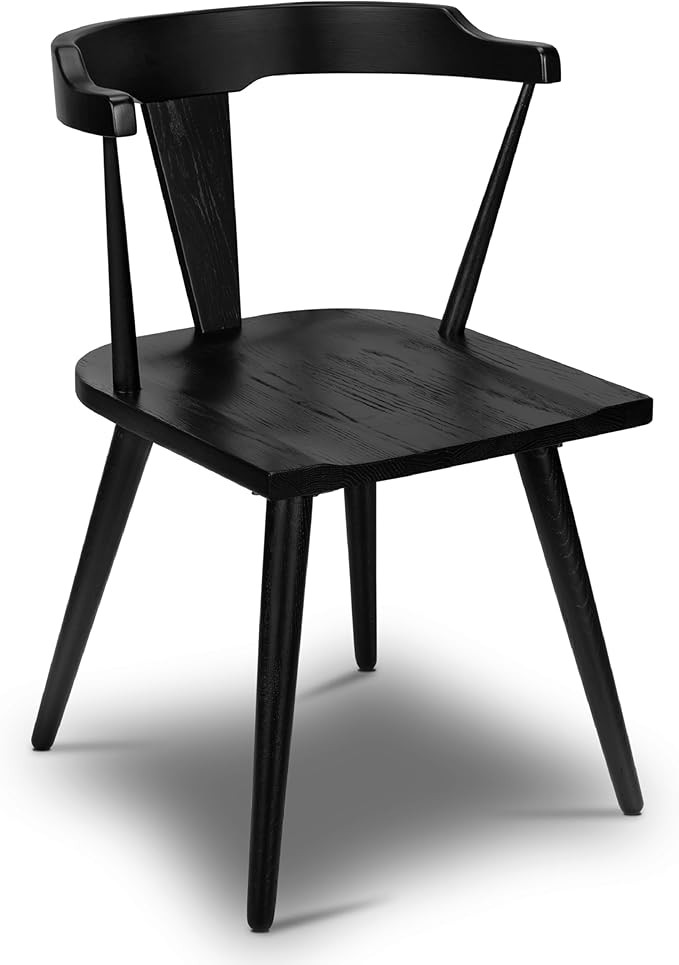 POLY & BARK Mid Century Modern Enzo Black Dining Chair – Solid Oak Wood Splat Back Chair, 18" S... | Amazon (US)
