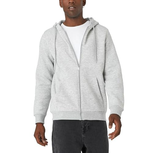 Zukela Mens Gray Zip Up Hoodie Heavyweight Sherpa Fleece Lined Zipper Jacket Warm Winter Coat Fuzzy Sweatshirt With Pocket Gifts To Father XL | Amazon (US)
