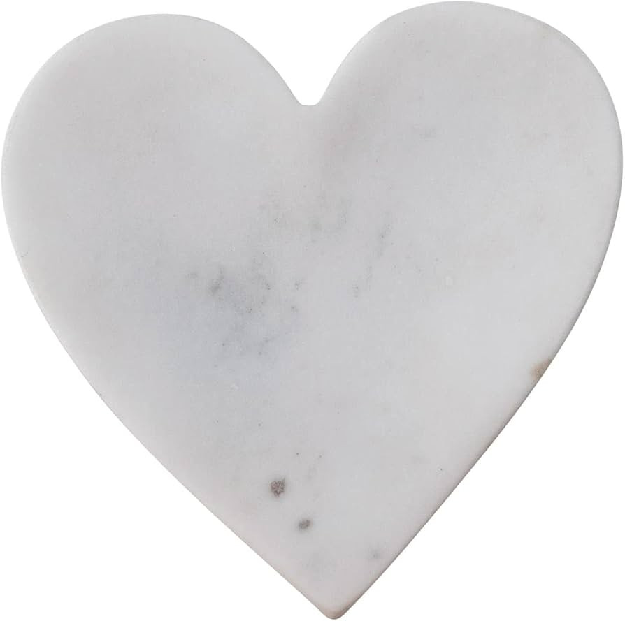 Creative Co-Op Marble Heart Dish, 5" L x 5" W x 1" H, White | Amazon (US)