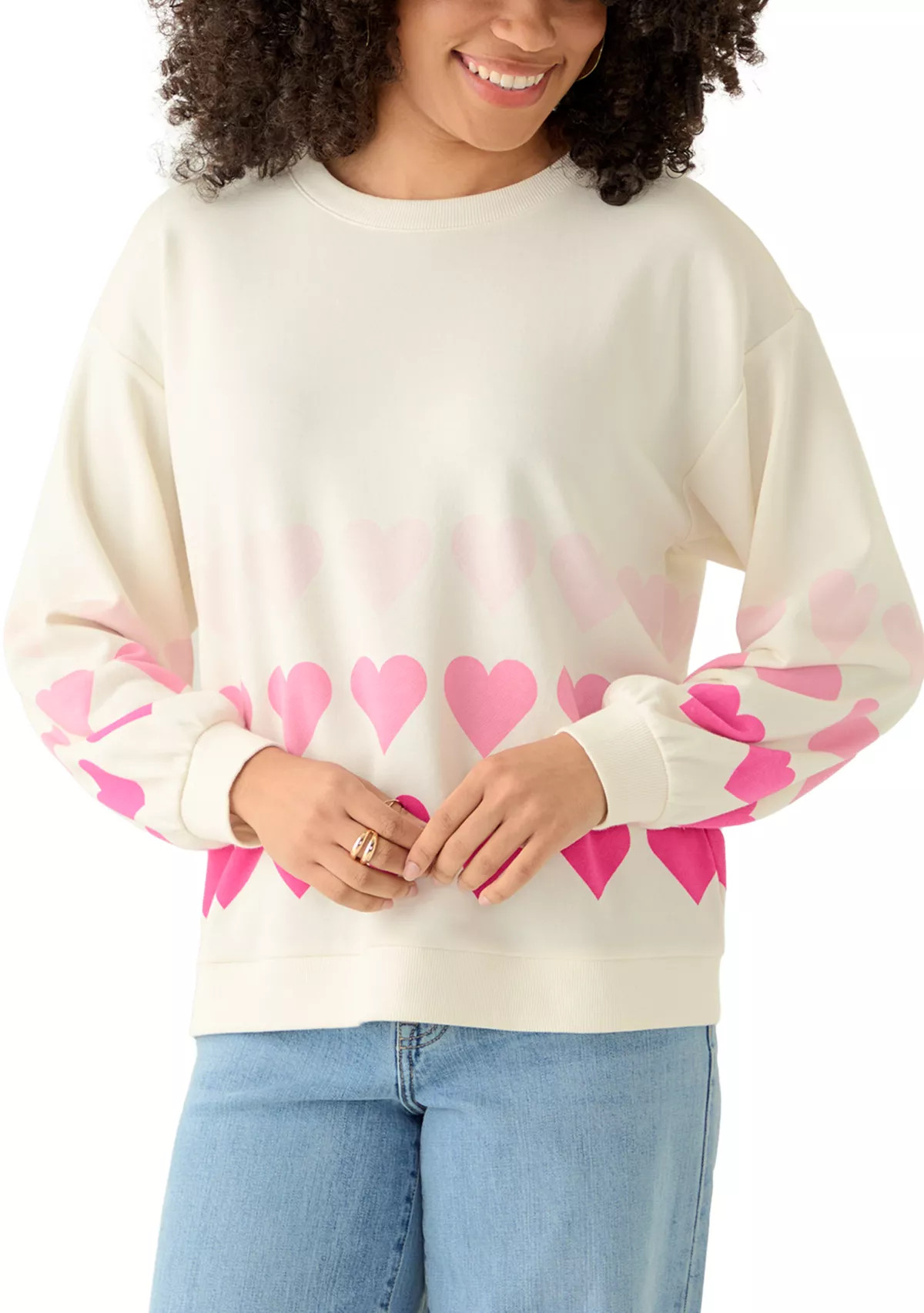 Crown & Ivy™Women's Long Sleeve Graphic Sweeper Sweatshirt | Belk