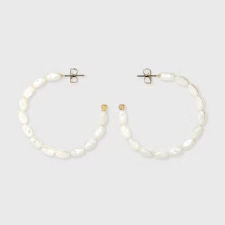 Acrylic Pearl Hoop Earrings - A New Day™ White | Target