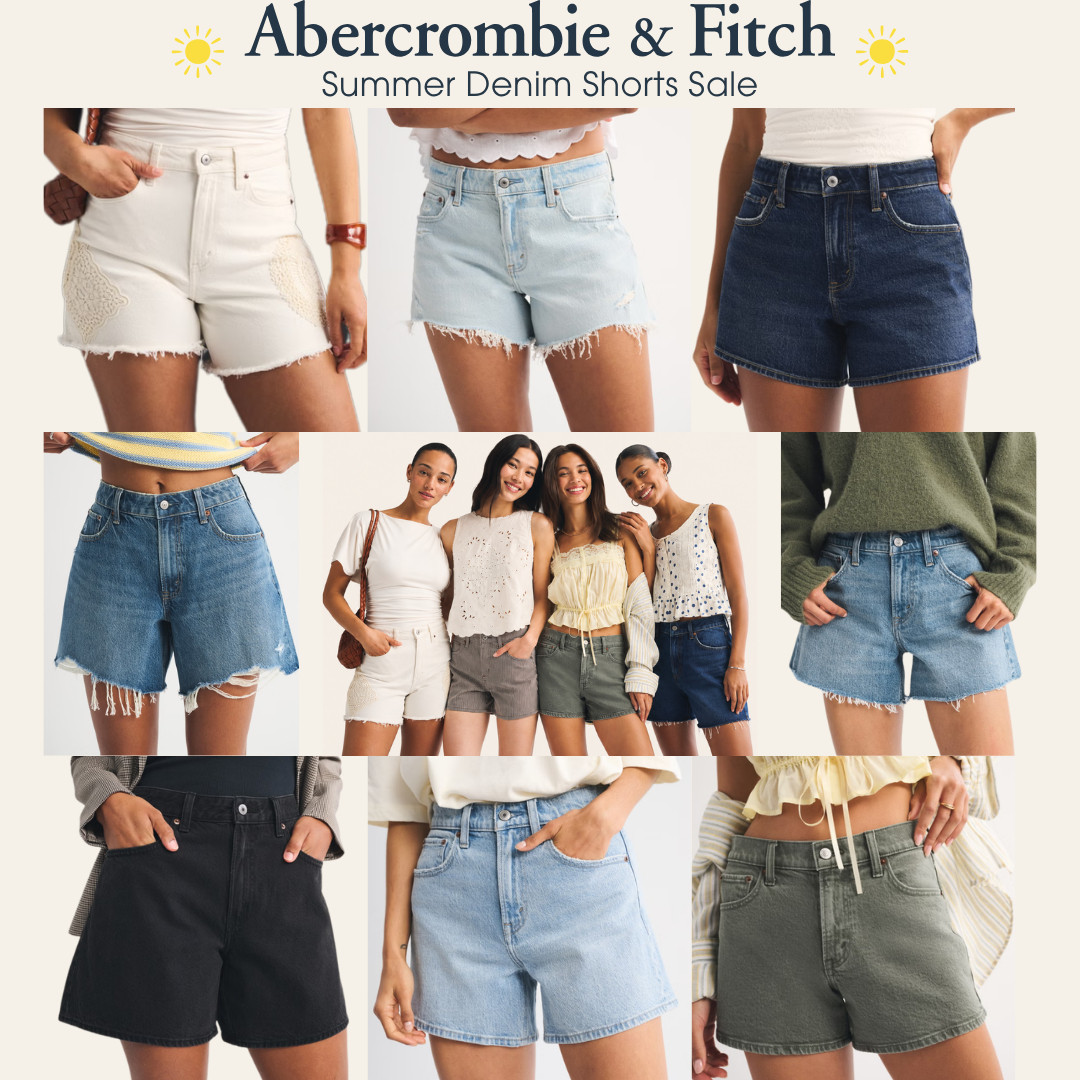 @abercrombie & Fitch | Summer Denim Shorts Sale ☀️

These are the Abercrombie styles that make summer outfits feel easy.

Abercrombie’s best denim shorts are on sale — and I pulled together the pairs I’d shop first before the best sizes and washes disappear. 

Good denim shorts are one of those summer basics that sound easy to find… until every pair is either too short, too stiff, too tight in the thighs, gaps at the waist, or just doesn’t feel wearable. 

Featured styles include:
High Rise Dad Short
Curve Love Mid Rise A-Line Short
Curve Love High Rise Dad Short
Curve Love High Rise Loose Short
Mid Rise A-Line Short

The mix here is so good because you get those relaxed, effortless Dad Shorts, flattering A-Line denim shorts, and Curve Love fits made with extra room through the hip and thigh to help reduce waist gapping. 

Such a good option if you love the Abercrombie denim look but need a better fit through your curves.

These are the kind of shorts you can wear with everything — tanks, bodysuits, linen tops, oversized tees, bikini tops, sandals, sneakers, button-downs, and lightweight summer sweaters.

Perfect for: summer outfits, vacation packing, beach days, pool coverup outfits, casual weekends, errands, brunch, concerts, lake trips, travel days, theme parks, coastal outfits, and everyday warm-weather denim looks.

Abercrombie Shorts & Swim Event:
25–40% off shorts + swim
20% off almost everything else
Use code SHORTSAF for an extra 15% off almost everything

If you’ve been waiting to refresh your summer denim, this is the sale I’d check now — the best washes, Curve Love sizes, and easy everyday pairs usually go first.

↓ Everything is linked!

#LTKActive #LTKSaleAlert #LTKTravel