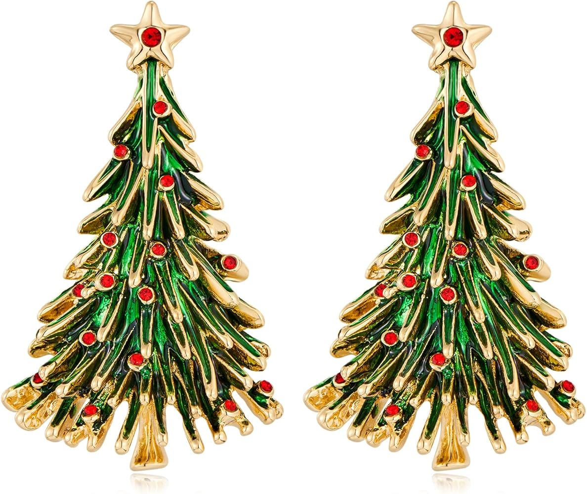 Glitter Gold Silver Christmas Tree Bulb Candy Santa Hat Christmas Stocking Dangle Earrings for Wo... | Amazon (US)