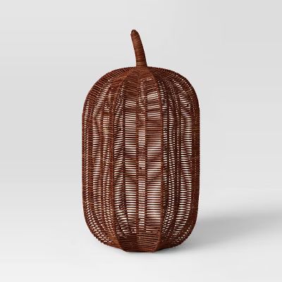 Pre-Lit Tall Rattan Pumpkin Figurine Brown - Threshold™ | Target