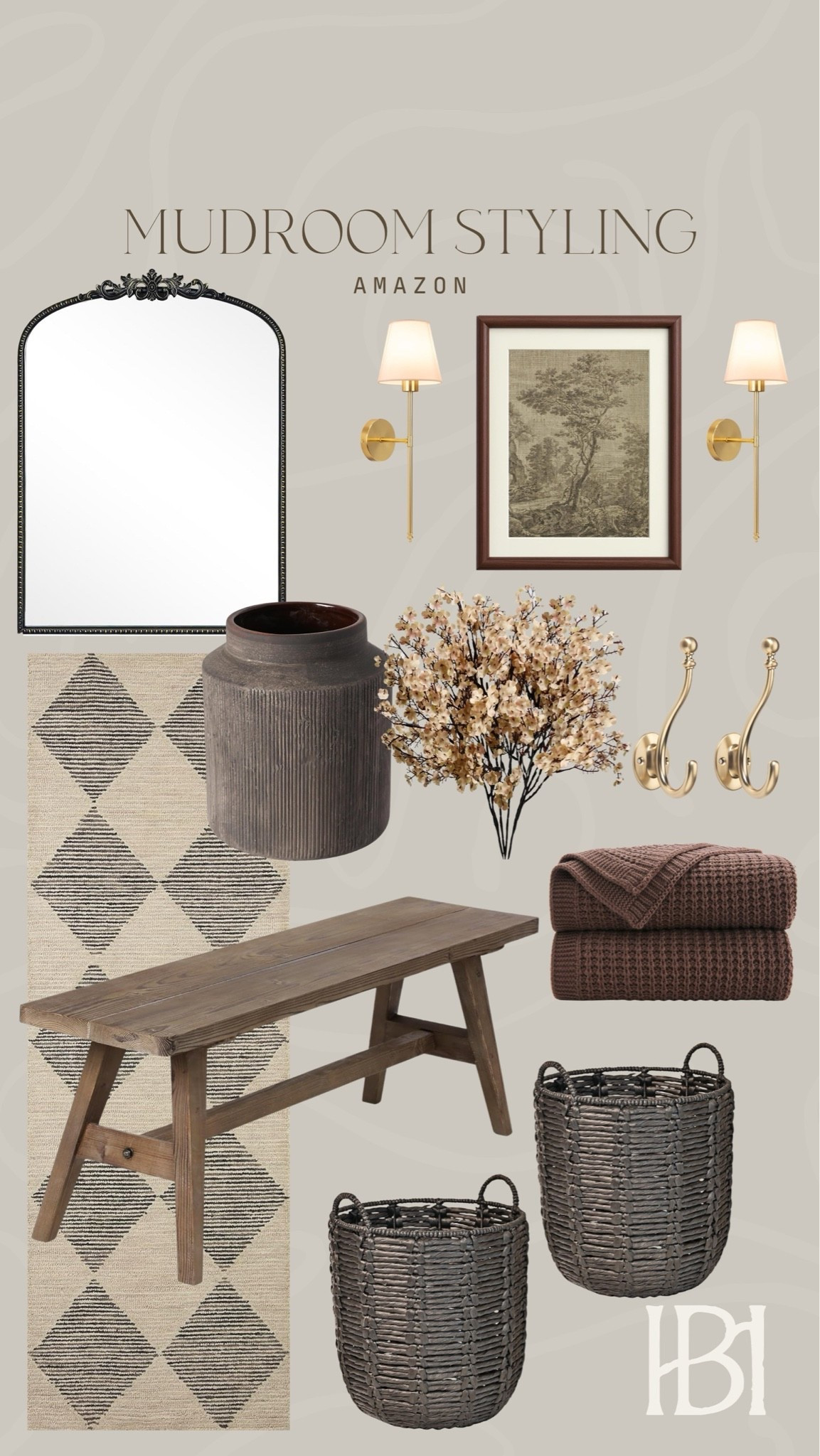 Amazon mudroom inspiration 🤎 Absolutely love these moody, neutral furniture and decor pieces for a cozy mudroom space! Amazon Home, Neutral Home