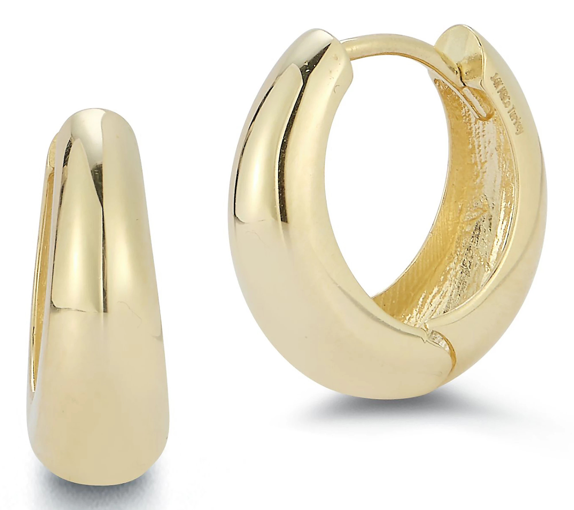 Luminosa Gold Graduated Polished Huggie Hoop Earrings, 14K | QVC