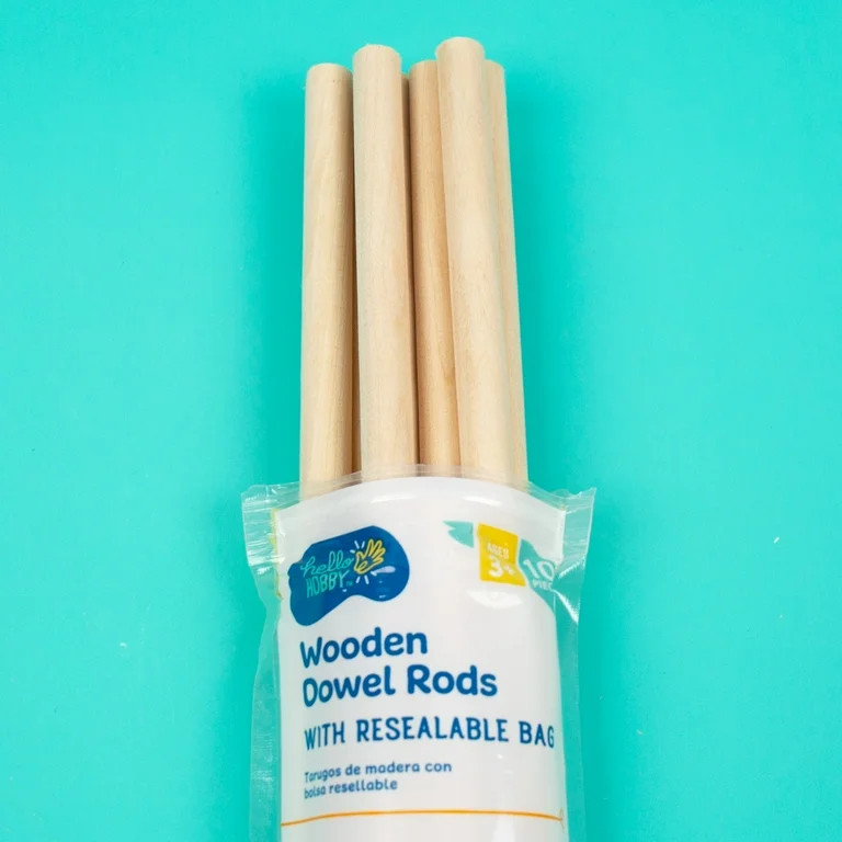 Hello Hobby Wood Dowels 3/8" x 12", Resealable Bag, 10-Pack | Walmart (US)