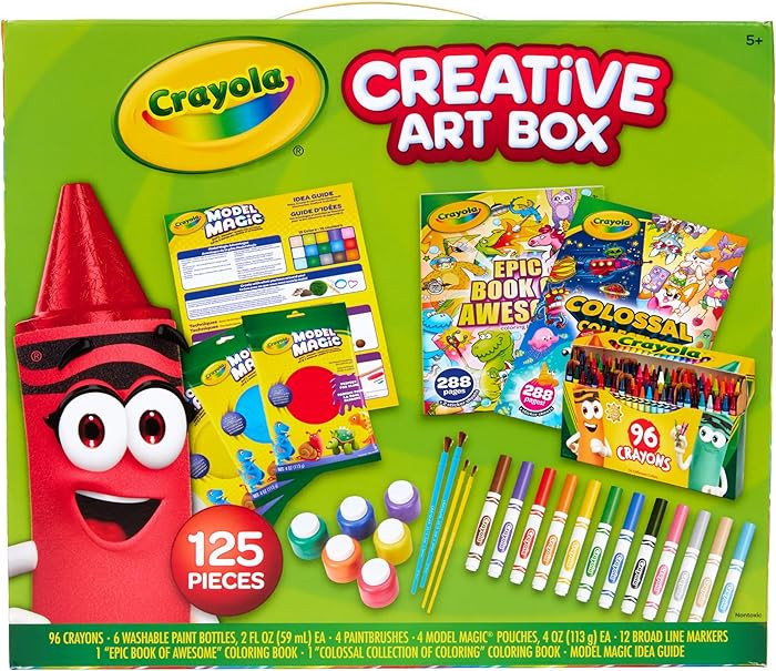 Crayola Art Set for Kids (125pcs), Art Supplies Kit with Giant Coloring Books, Washable Paints, M... | Amazon (US)