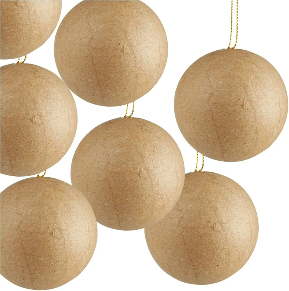 Paper Mache Round Ball Ornaments - Pack of 12 DIY Premade Papier Mache 3-1/2 inch Ornament Balls ... | Amazon (US)