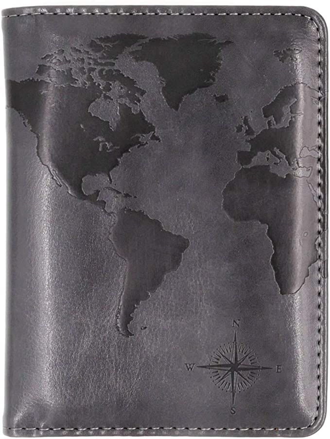 Kandouren RFID Passport Holder Cover Case,Travel Accessories for Men,passport wallet with Gray Le... | Amazon (US)