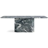 Cosmos Sculptural Rectangular Marble Dining Table with Block Pedestal Base / 8ft - Rosso Luana | Eternity Modern