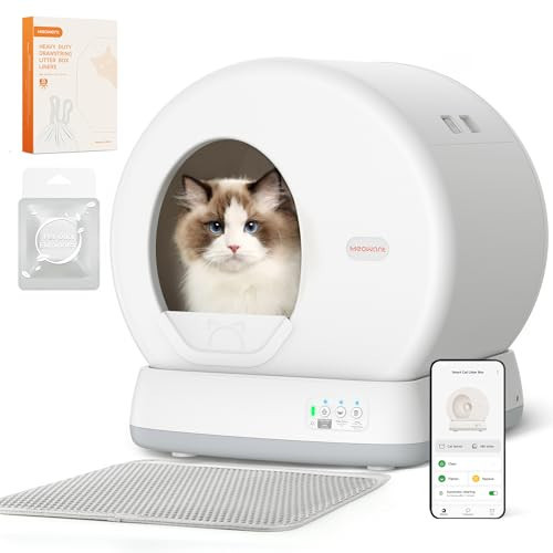 MeoWant Self-Cleaning Cat Litter Box, Integrated Safety Protection Automatic Cat Litter Box for Multi Cats, Extra Large/Odor Removal/APP Control Smart Cat Litter Box with Mat & Liner | Amazon (US)