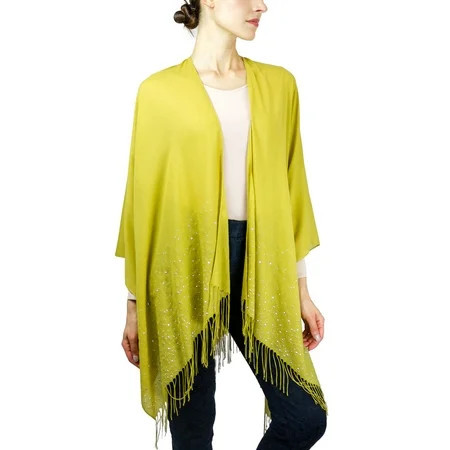 Adrienne Vittadini Women's Lightweight Wrap with Studded Border and Fringe | Walmart (US)