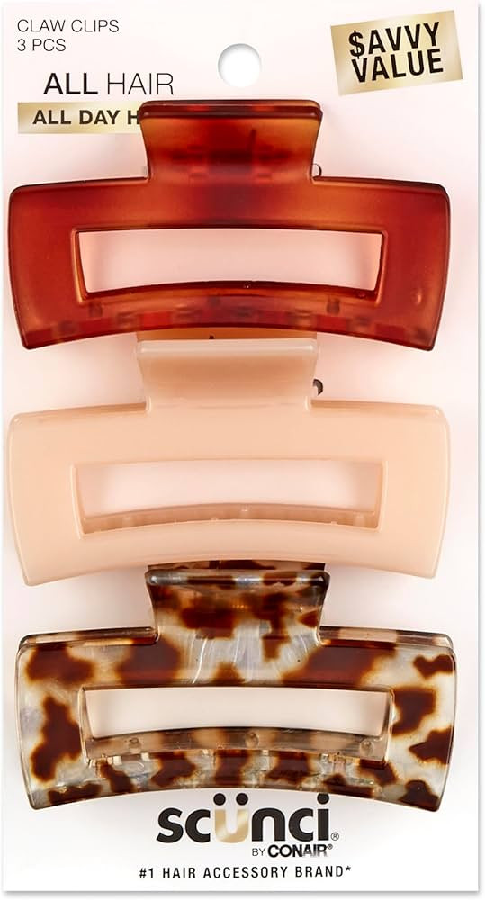 Scunci by Conair Hair claw clips - hair accessories for women - Ideal for fine hair - 3 inch - To... | Amazon (US)