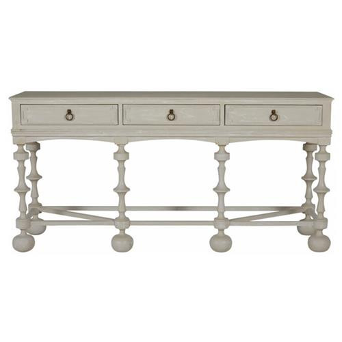 Arrington French White Wood 3 Drawer Rectangular Console Table | Kathy Kuo Home