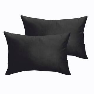 Sorra Home Black Rectangular Outdoor Knife Edge Lumbar Pillows (2-Pack) HD823701SP | The Home Depot