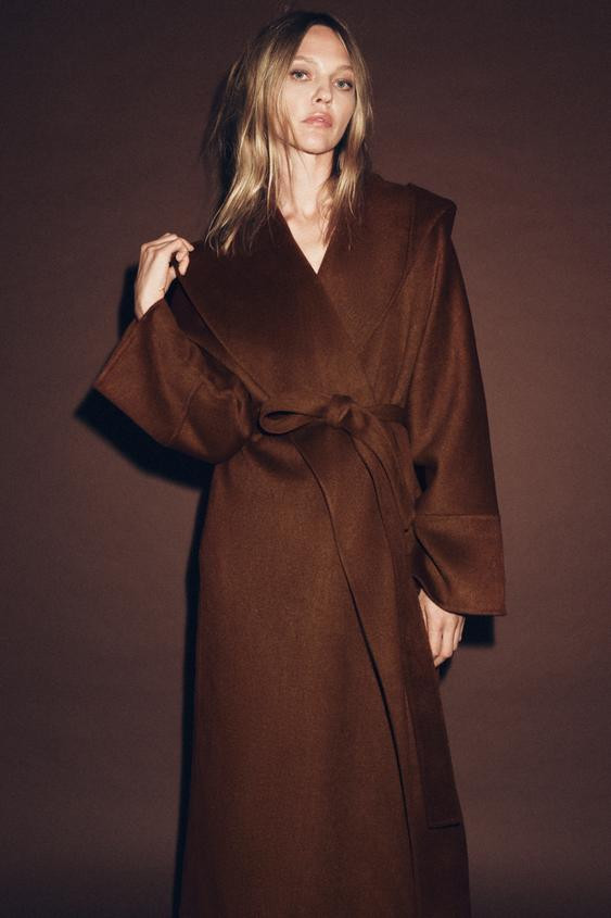ZW COLLECTION LIMITED EDITION LONG BELTED WOOL COAT | Zara US