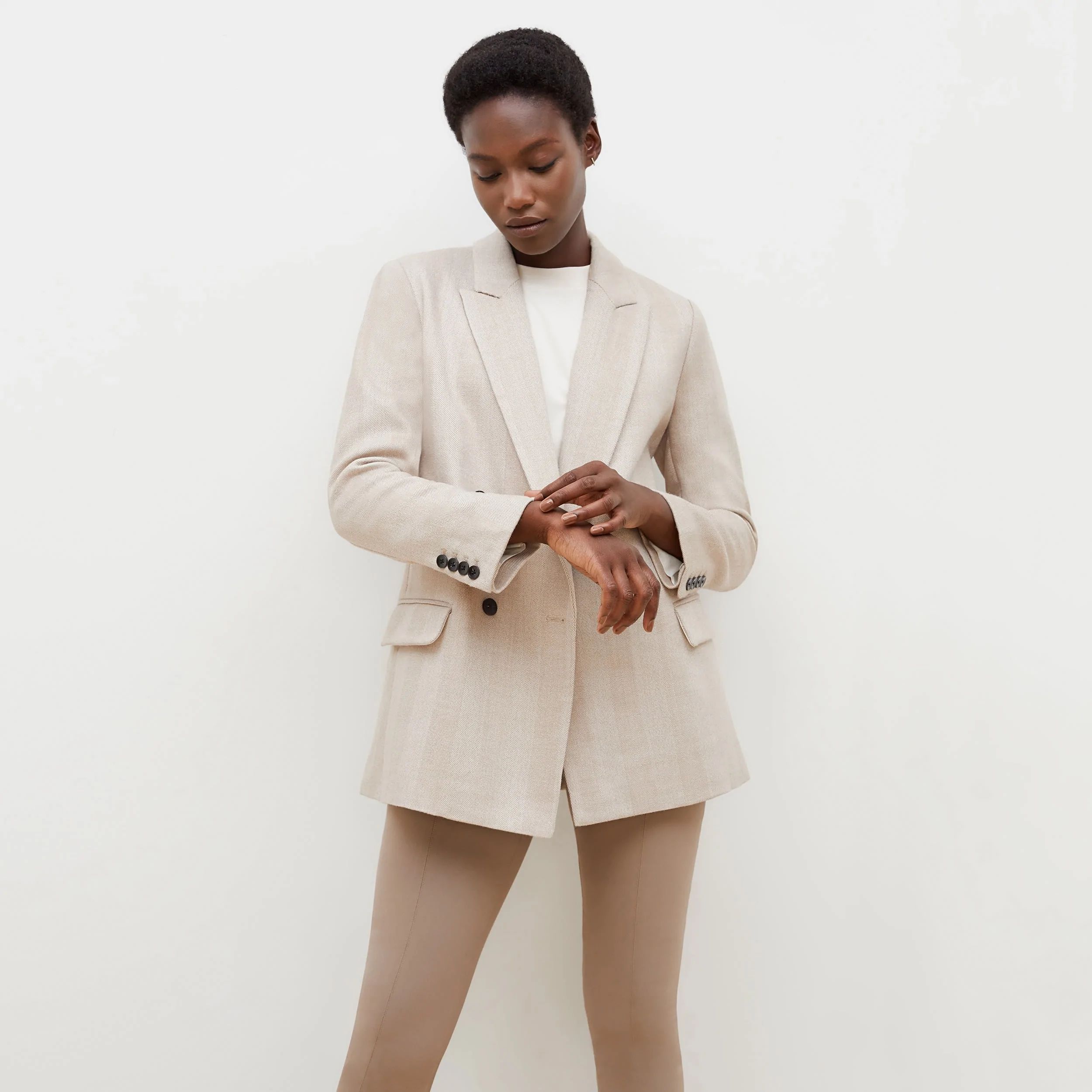 O'Hara Blazer - Wool Herringbone :: Ivory / Biscuit | MM LaFleur