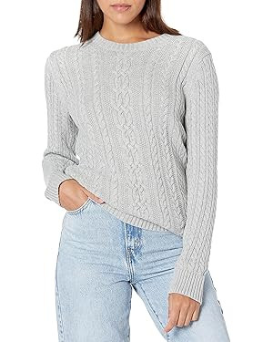 Amazon Essentials Women's Fisherman Cable Long-Sleeve Crewneck Sweater (Available in Plus Size) | Amazon (US)