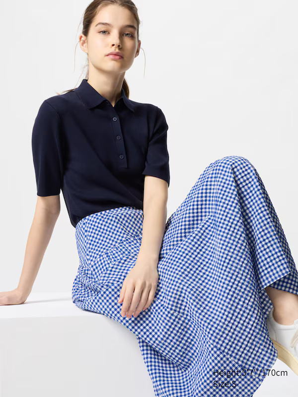Seersucker Volume Skirt (Gingham) | UNIQLO (UK)