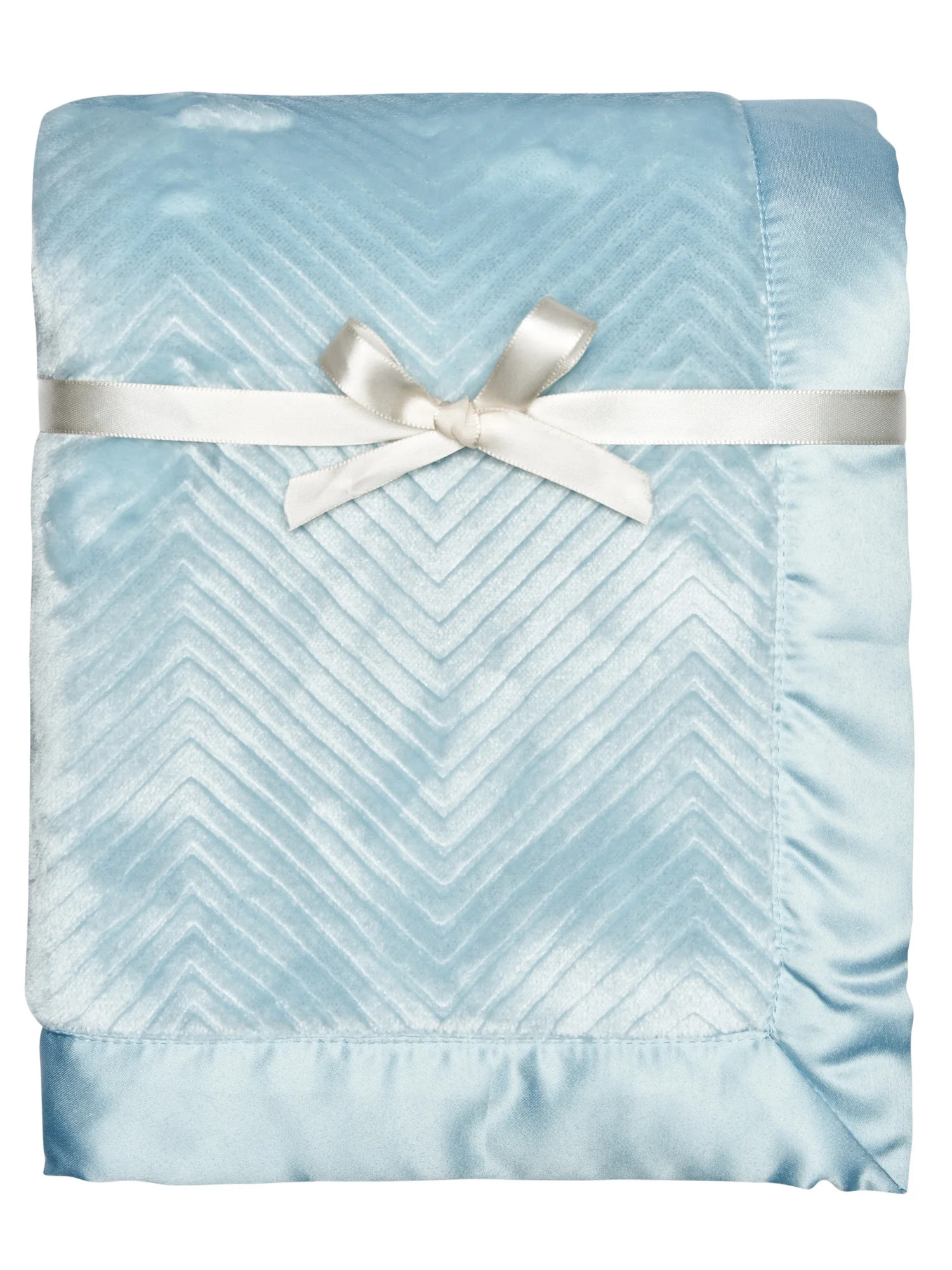 Modern Moments By Gerber Baby & Toddler Unisex Herringbone Plush Blanket with Satin Trim, Blue | Walmart (US)