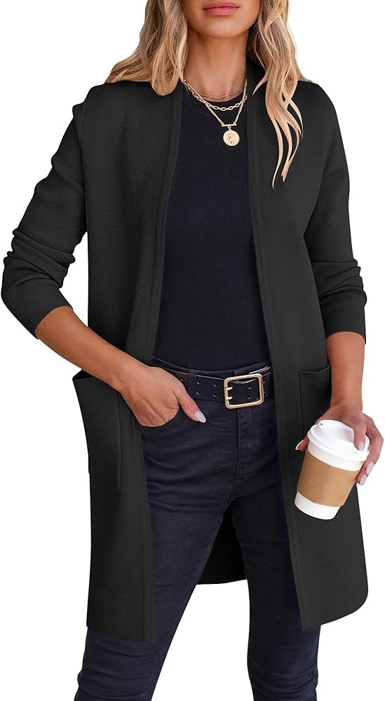 ANRABESS Cardigan Sweater for Women Casual 2024 Fall Fashion Coat Long Sleeve Open Front Knit Coa... | Amazon (US)