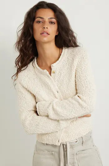 Fitted Textured Cotton Cardigan | Nordstrom
