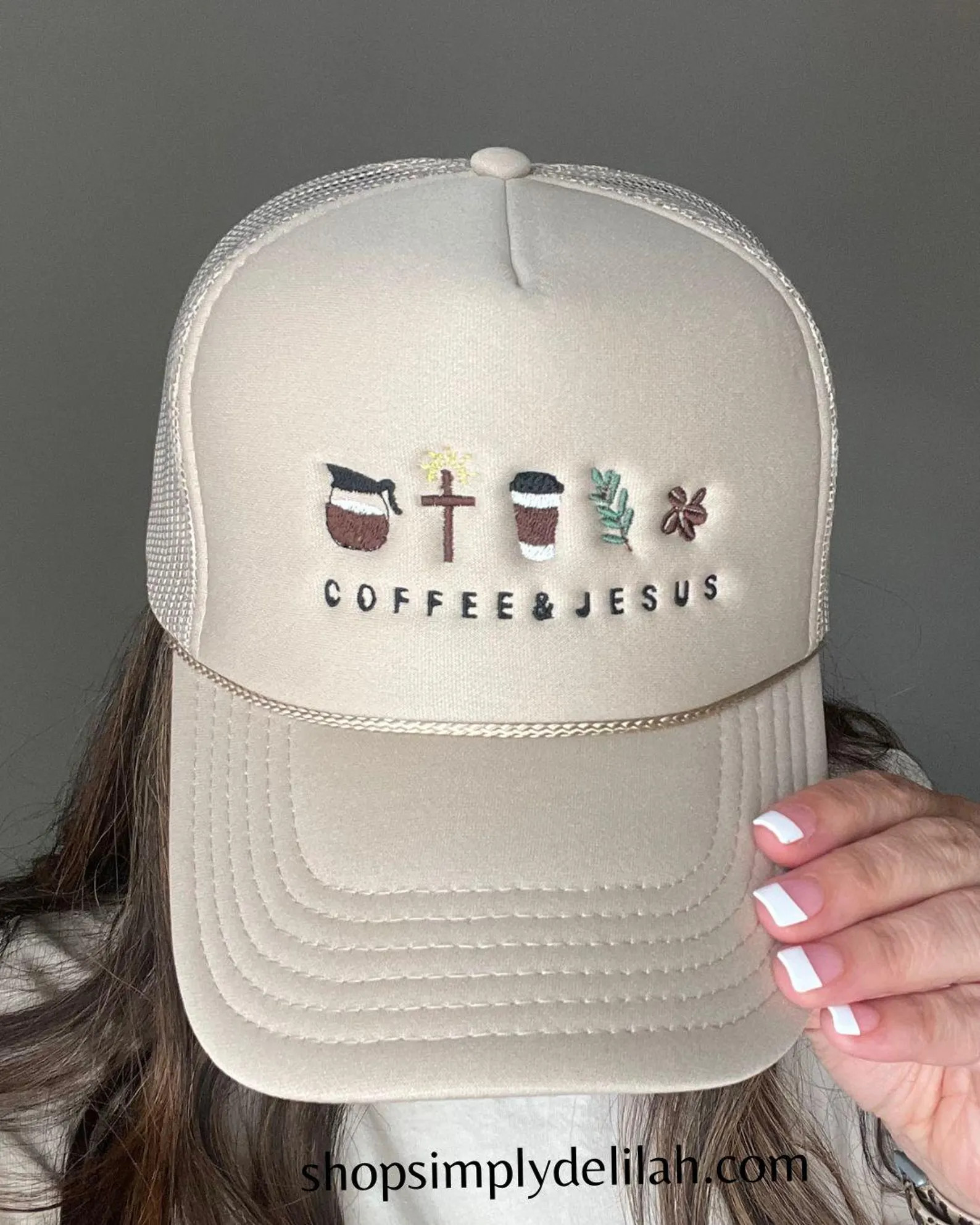 Coffee and Jesus Trucker Hat, Embroidered Hat for Christian, Cute Christian Hat, Christian Hat, C... | Etsy (US)