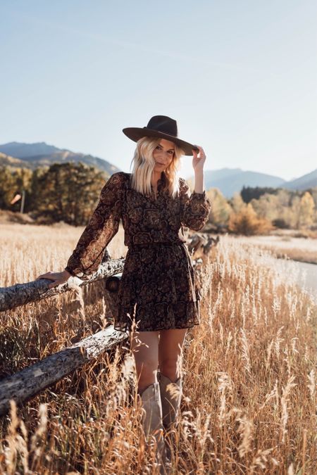 Rodeo style 🤎 floral dress on sale, cowgirl boots and brown hat  

#LTKSeasonal #LTKstyletip #LTKsalealert