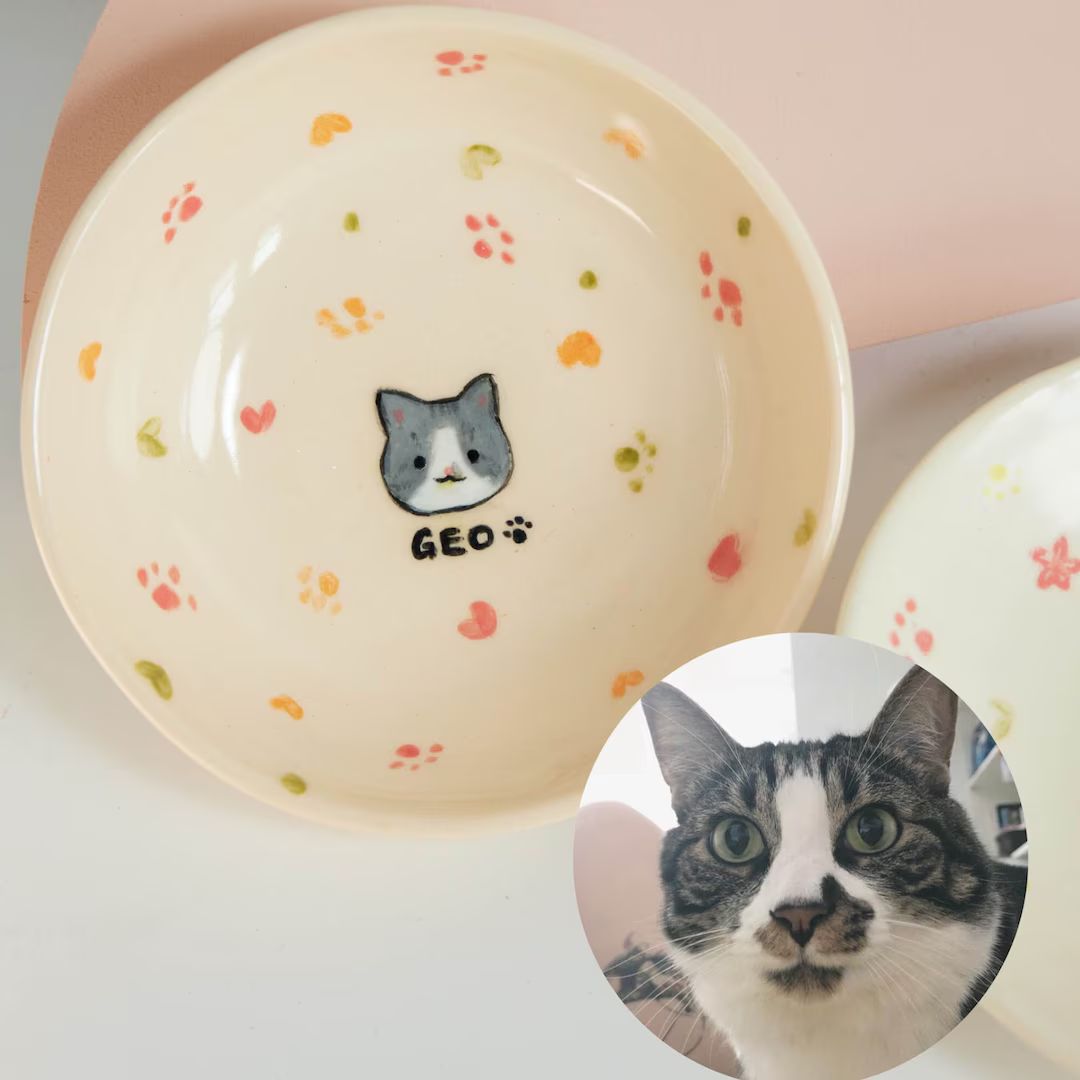 Custom Pet Feeding Bowl Unique Ceramic Bowl, Dog Feeder Bowl, Cat Food Dish, Personalized Handcra... | Etsy (US)