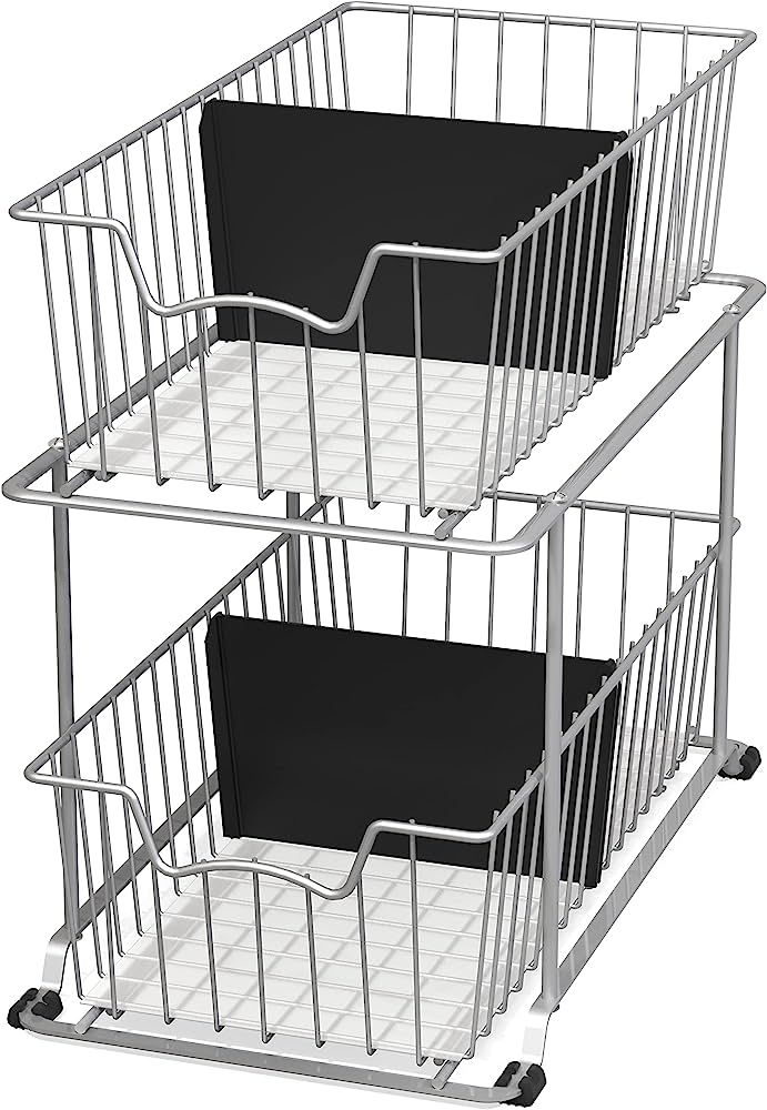 Simple Houseware 2 Tier Cabinet Wire Basket Drawer Organizer, Grey | Amazon (US)