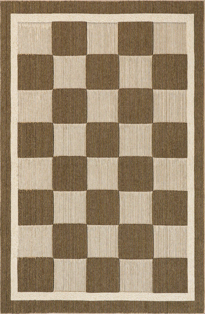 Solana Indoor/Outdoor Checkerboard Rug | Beige | Rugs USA