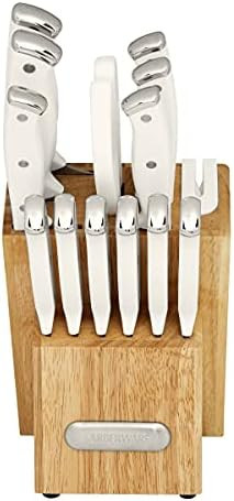 Farberware Edgekeeper Triple Riveted Knife Block Set with Built in Sharpener, 14-Piece, White | Amazon (US)