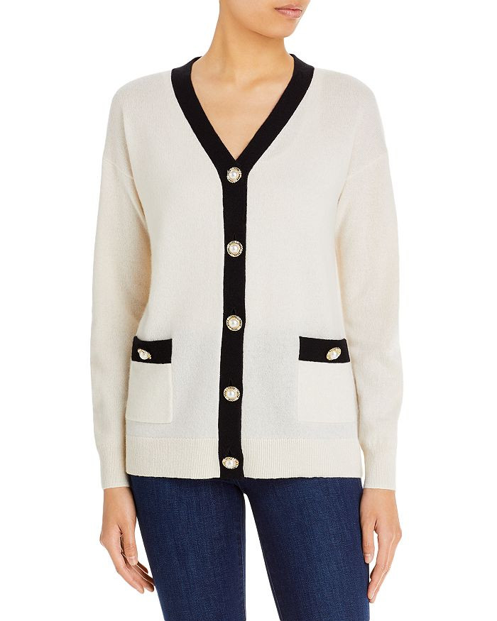 Contrast Trim Cashmere Cardigan - 100% Exclusive | Bloomingdale's (US)