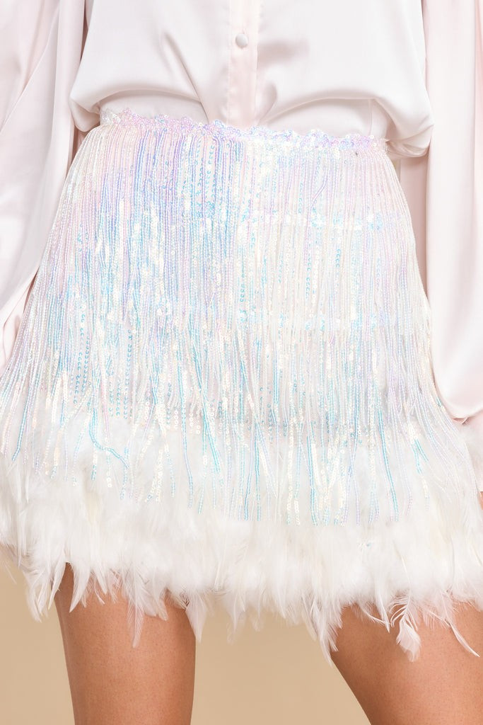 All For Show White Iridescent Sequin Skirt | Red Dress 