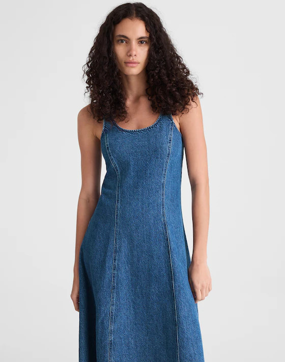 Denim Scoopneck Midi Dress | Madewell | Madewell