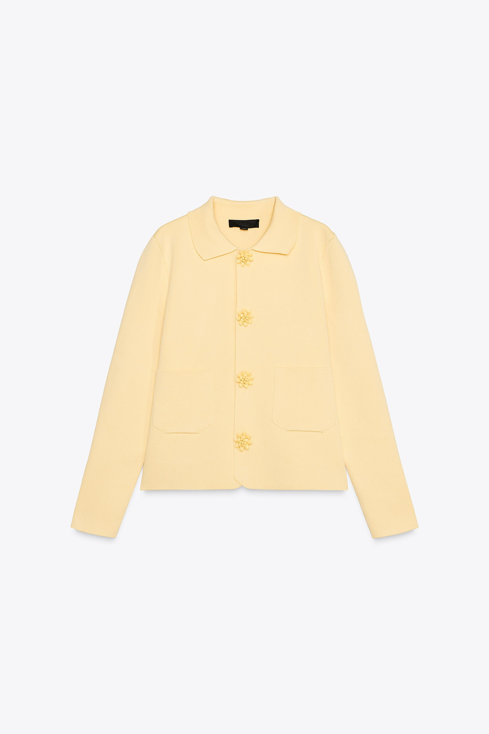 PLAIN KNIT JACKET WITH BEADED BUTTONS | Zara US