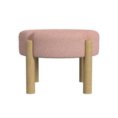 Luna Boucle Ottoman Pink - HomePop: Round, Upholstered, No Assembly, Wood Frame, 250lbs Capacity | Target