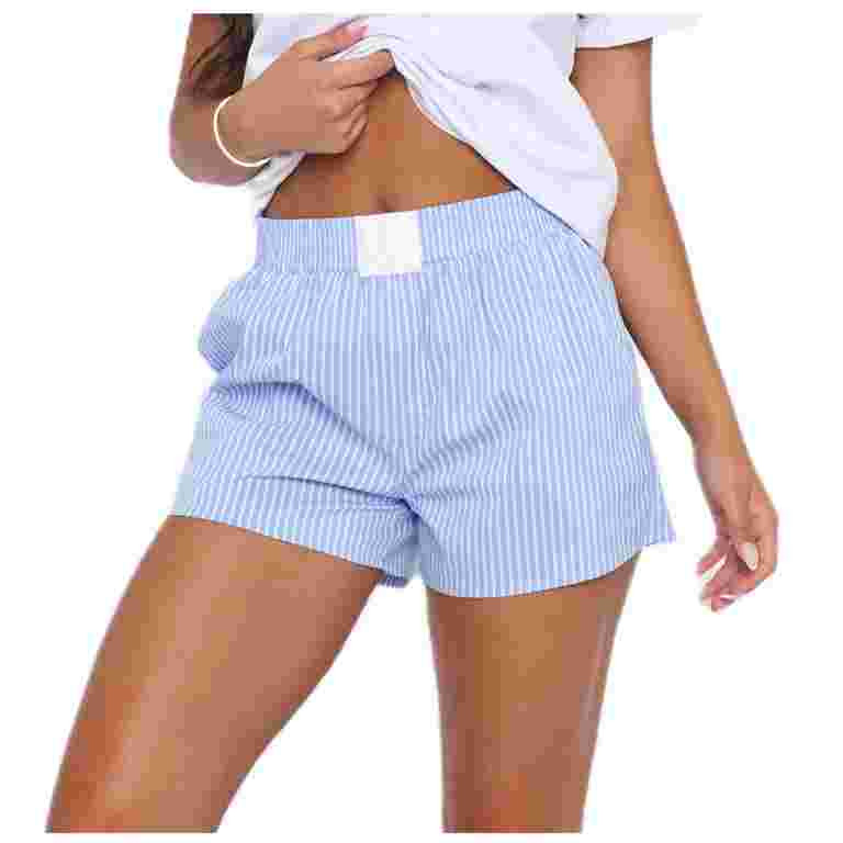 Women Y2K Striped Shorts Elastic Waist Cute Pajama Boxer Shorts Summer Pinstripe Lounge Pj Sleep ... | Walmart (US)