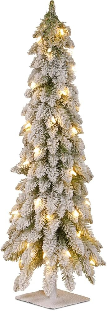 National Tree Company Pre-Lit Artificial Christmas Tree, Snowy Downswept, Green, White Lights, In... | Amazon (US)
