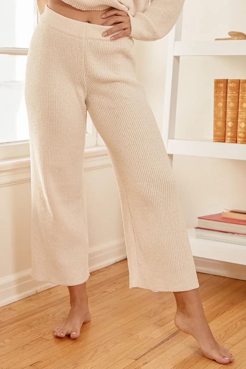 Comfy Cutie Cream Chenille Sweater Pants | Lulus (US)