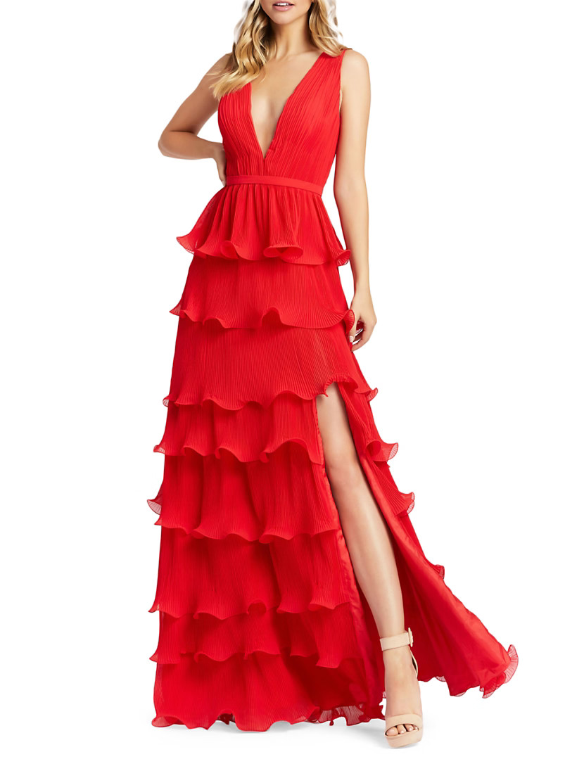 Ruffled V-Neck Tiered Maxi Dress | Saks Fifth Avenue