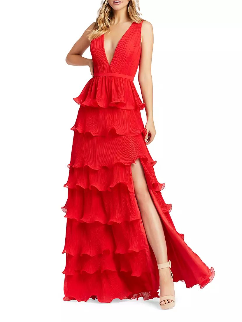 Ruffled V-Neck Tiered Maxi Dress | Saks Fifth Avenue