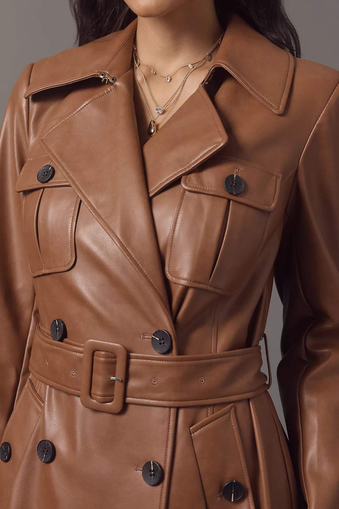 Avec Les Filles Faux Leather Utility Trench Coat | Anthropologie (US)
