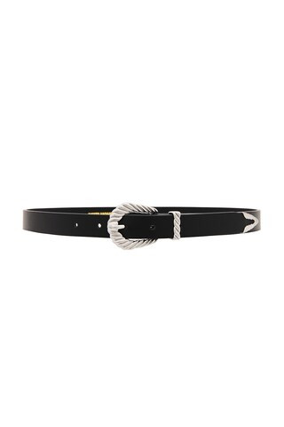 Slim Modern Rodeo Belt in Silver & Black | Revolve Clothing (Global)