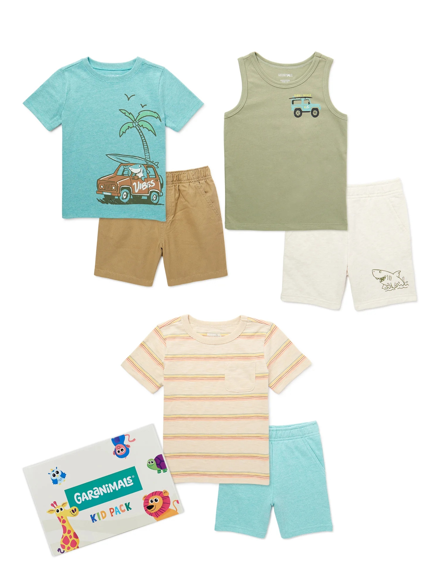 Garanimals Toddler Boys’ Mix and Match Outfits Kid-Pack, 6-Piece, Sizes 18M-5T | Walmart (US)