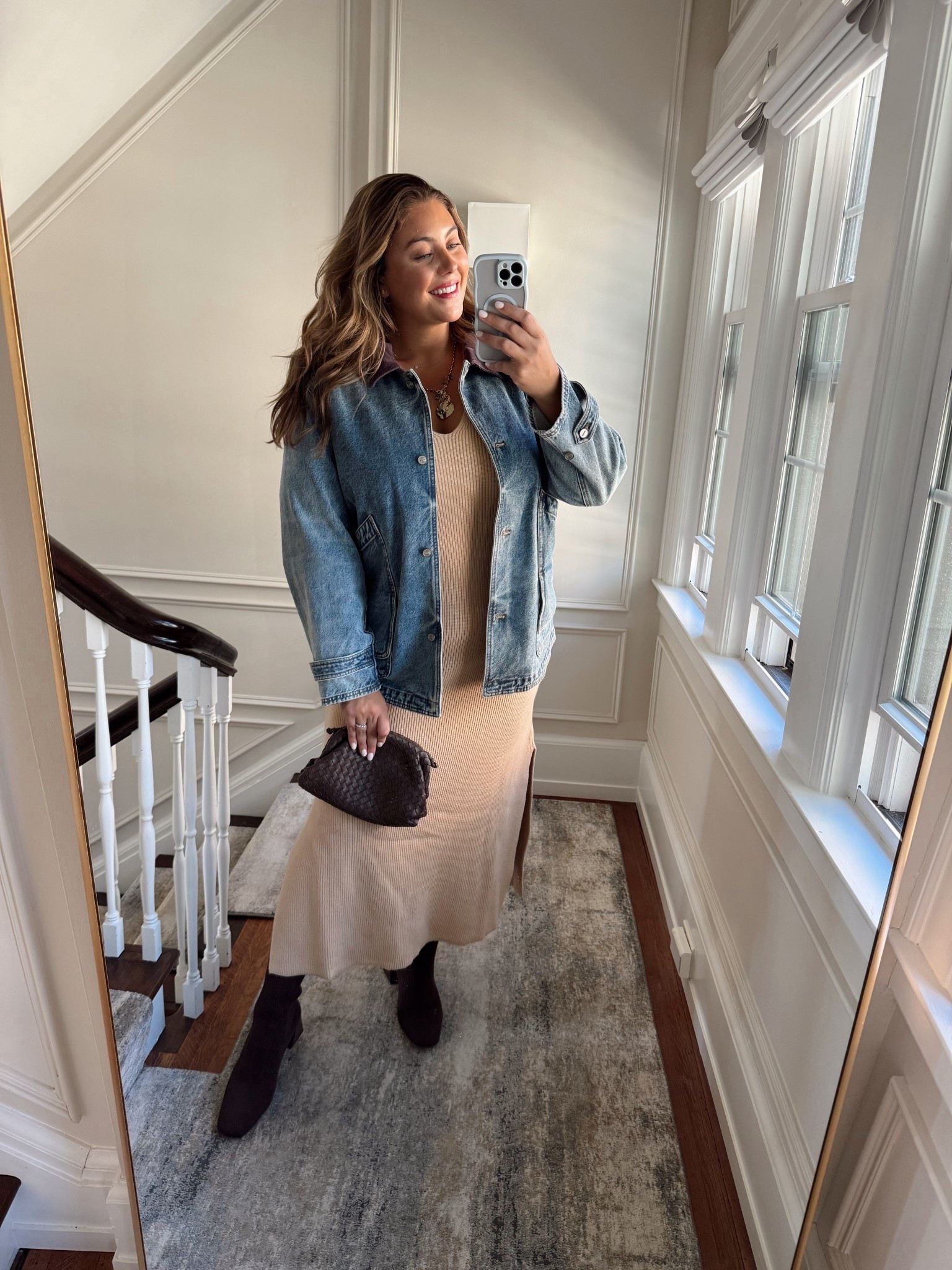 Fall outfit - denim jacket - barn jacket outfit. Wearing size XXL in dress & barn jacket. 

#LTKPlusSize #LTKSeasonal #LTKStyleTip